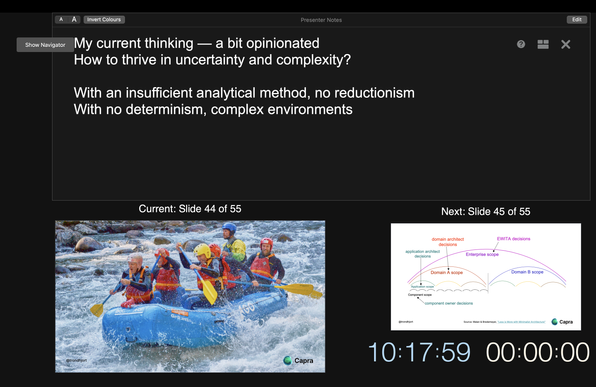 Screen grab of me rehearsing a talk in Keynote.