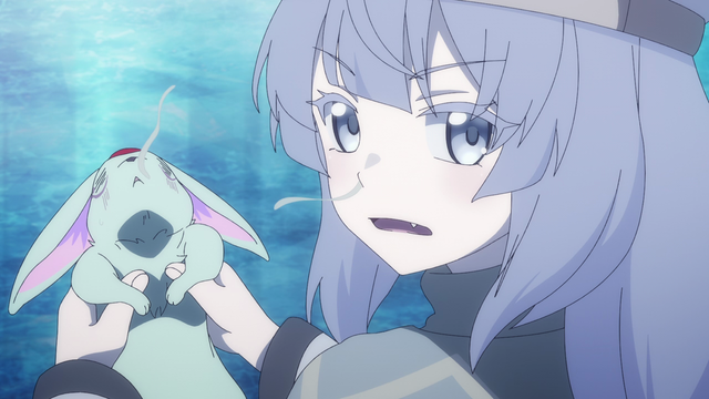 A fainted carbuncle in the hands of a girl