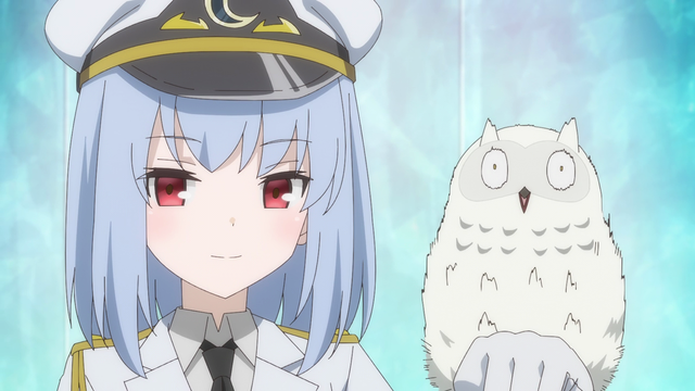 A frightened owl next to a girl