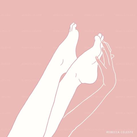 Minimalist illustration of a hand touching feet