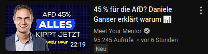 45 % für die AfD? Daniele Ganser erklärt warum 📊
Ganal: Meet Your Mentor
95.245 Aufrufe - vor 6 Stunden
Neu