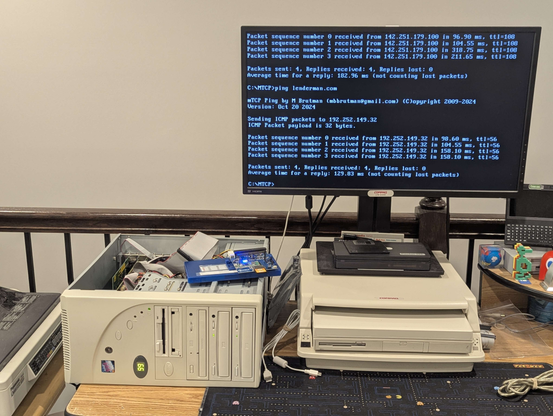 DOS Computer connected to the internet via BlueSCSI Wi-Fi