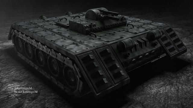 3d model of a stylized concept panzer type of heavily armored vehicle