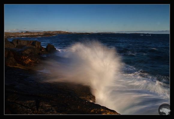 Splash in the sunset light.