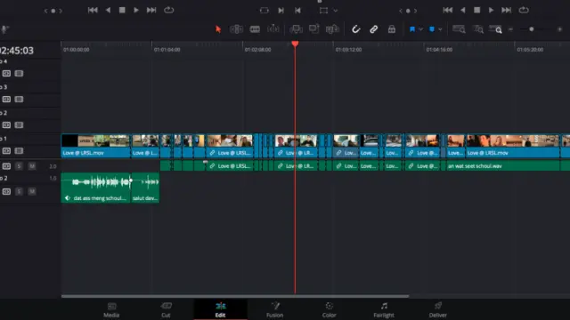 a timeline in DaVinci Resolve