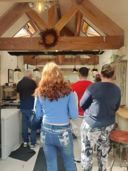 people queuing at the Il Gelataio ice cream parlour