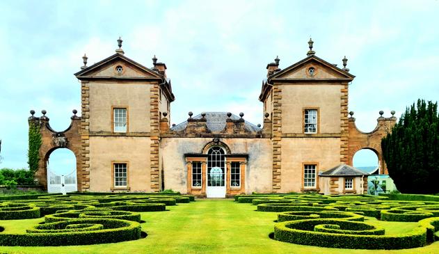 A south wing of a very large ornamental Georgian hunting lodge near Glasgow.