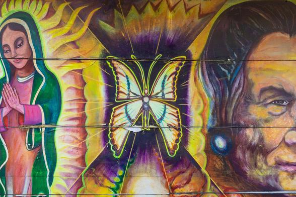 Mural centered on a butterfly