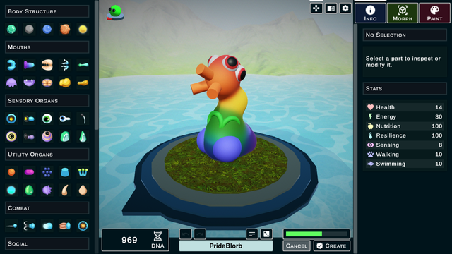 A "Blorb" creature in rainbow flag colors.
