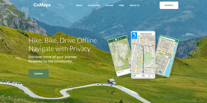 A screenshot of comaps.app website