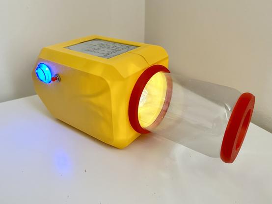 a gizmo or gadget in bright primary colours