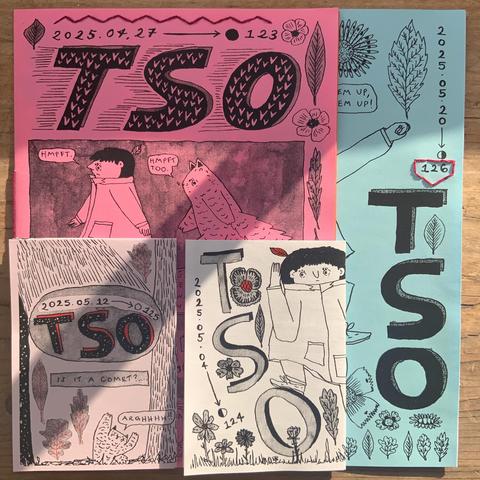 A set of four illustrated comics, including a terrified Fraser, detective Tso listening intently, Fraser and Tso annoyed at having to leave the forest, and many leaves and flowers.