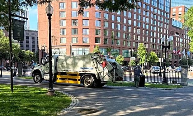 Aggro trash truck on Boston Common