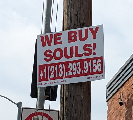 Sign: We Buy Souls