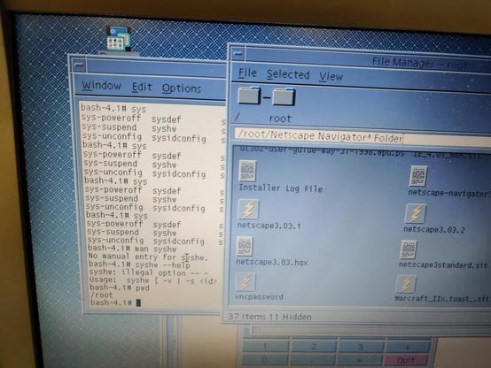 A close-up of the top-left corner of a terminal client running a shell and a file manager window.