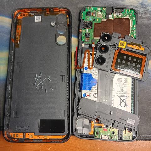 Photo of Samsung Galaxy A14 5G partially disassembled.