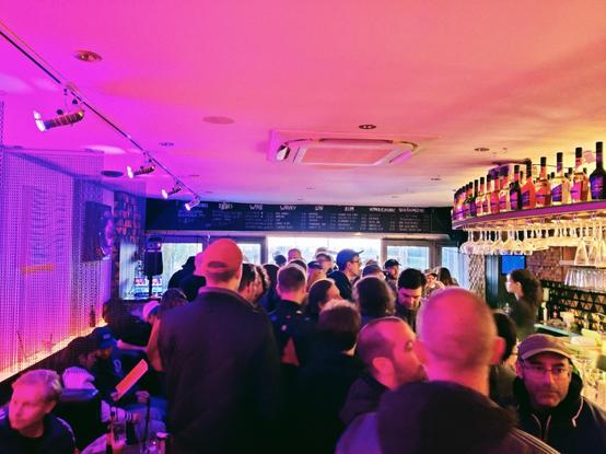 Cocktail bar packed with party people