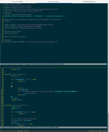 Screenshot showing code which creates the pkgbase repo.