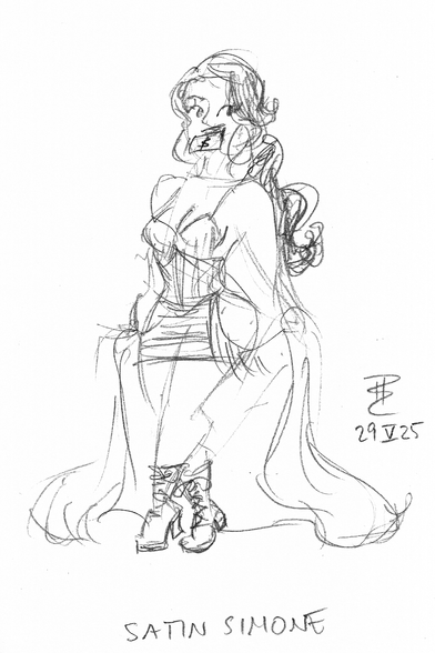 Pencil sketch of burlesque artist