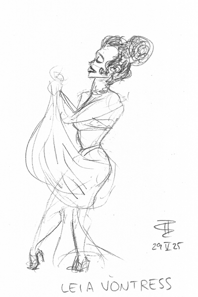 Pencil sketch of burlesque artist