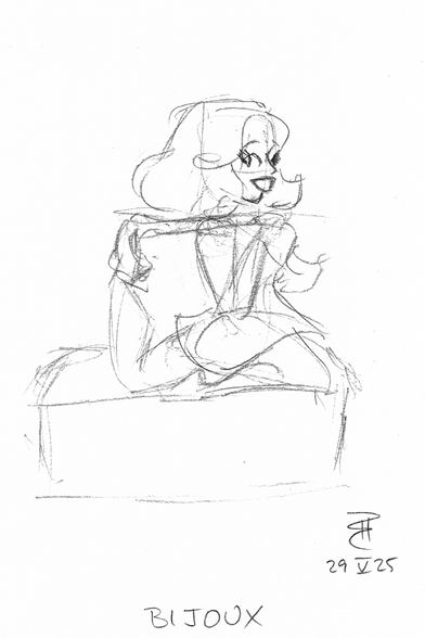 Pencil sketch of burlesque artist