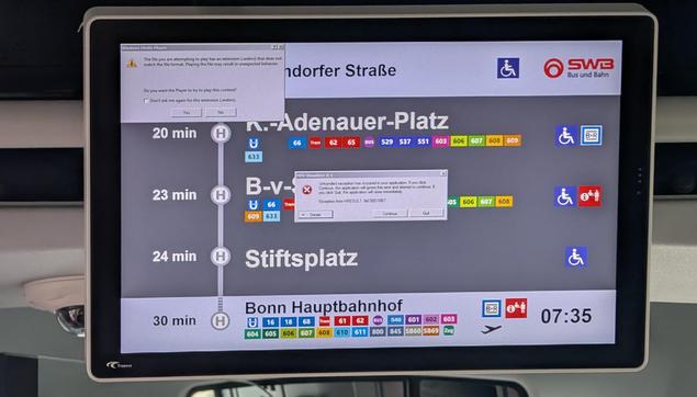 Anzeige im Bus mit Fehlermeldungen