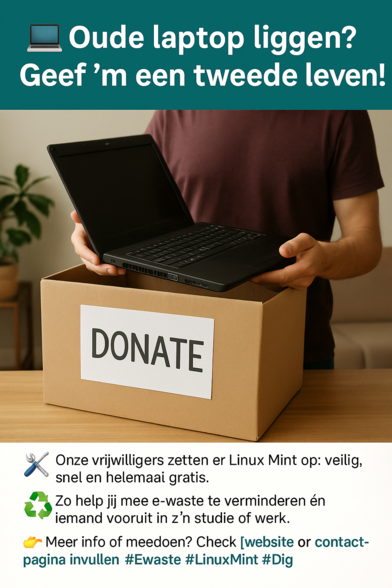 #column #blog 

OUDE LAPTOP DONEREN

https://www.morpurgomedia.nl/columns-blogs/2025/2025-06/laptop-doneren

#laptop #laptoprevive #linuxmint #linux #nllgg #morpurgomedia #student #scholier #gratis #doneren #donatie #duurzaam #ewaste #windows #ondersteuning #microsoft #vrijwilligers #buurtlinux