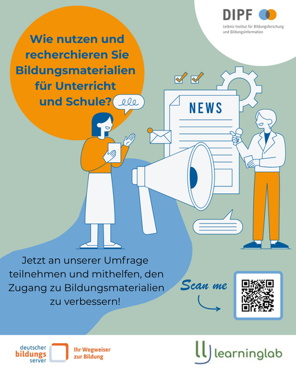 Sharepic zur gemeinsamen Umfrage mit Logo von DBS und learninglab