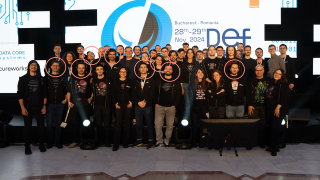 Group picture of the Pentest-Tools.com team with some team members spotlit because they're attending Infosecurity Europe this week.