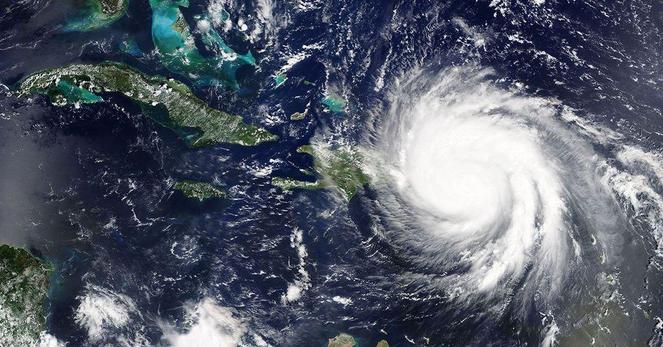 A satellite image of Hurricane Maria in 2017.