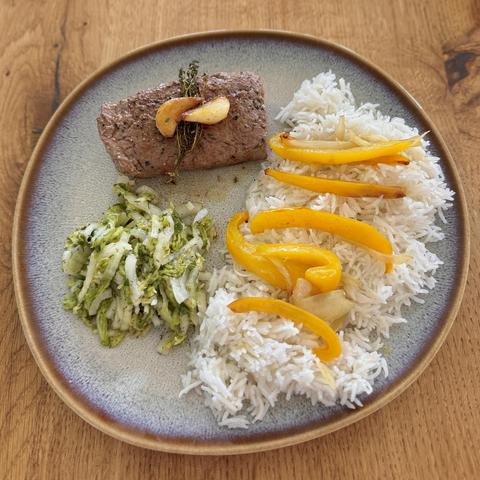 A close-up of my plate with the first day meal as described in the post.