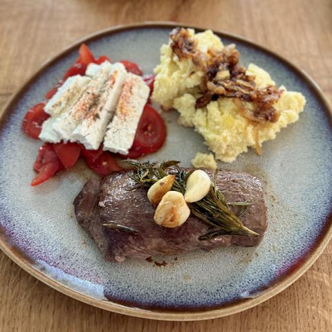 A close-up of my plate with the second day meal as described in the post.