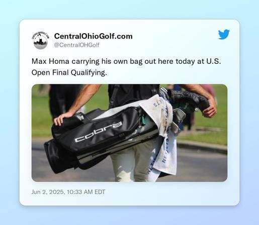Max Homa carrying his own bag out here today at U.S. Open Final Qualifying. https://t.co/iPwBr47z8b