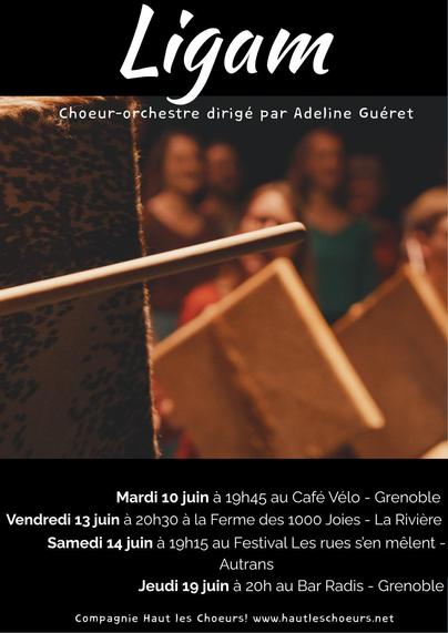 Affiche de la mini-tournée du choeur-orchestre Ligam, Grenoble et alentours