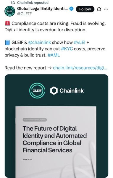 GLEIF and chainlink partnership in  the field of digital identity