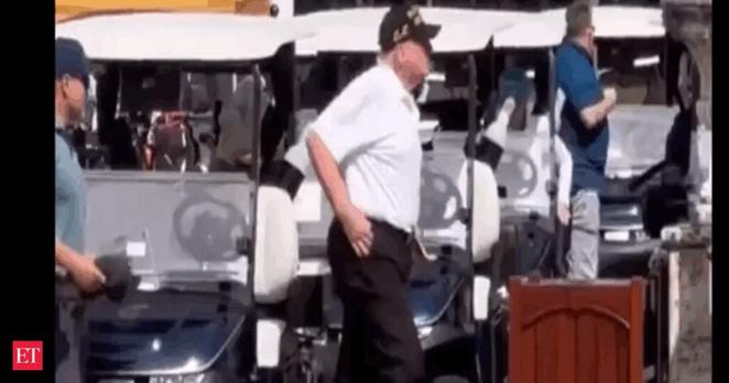 trump playing golf colombia tensions: Video: Trump seen playing golf amid diplomatic crisis with Colombia, netizens say 'boss moves'