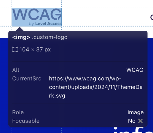 WCAG.com logo which shows the visual text WCAG by Level Access and has the alt attribute with the value WCAG.