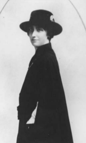 Mary McMillan, undated image, in black hat and cloak