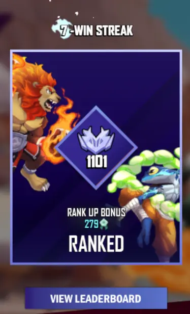 Our elo in Rivals of Aether 2 is 1101, putting us to platinum rank