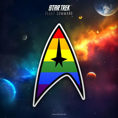 Star Trek Fleet Command logo in rainbow colors for Pride