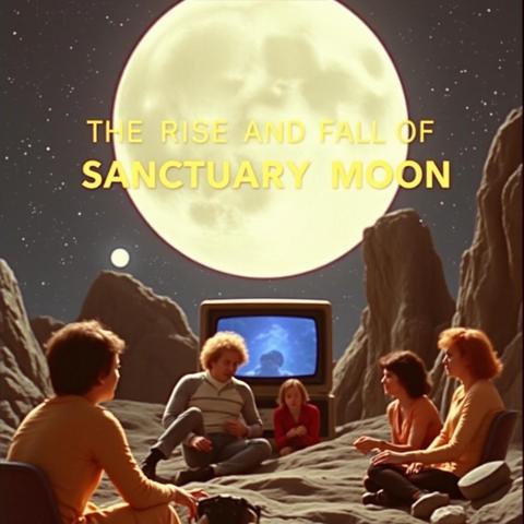 Image with seed 1890599620 generated via Stable Diffusion through @stablehorde@sigmoid.social. Prompt: a still image of the space opera television drama "The Rise and Fall of Sanctuary Moon", science fiction, tv series, camp, cheesy, colourful