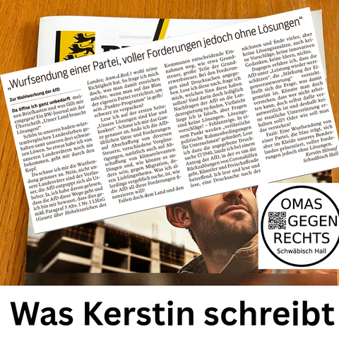 Leserbrief von Kerstin zur Wurfsendung der AfD in BaWü