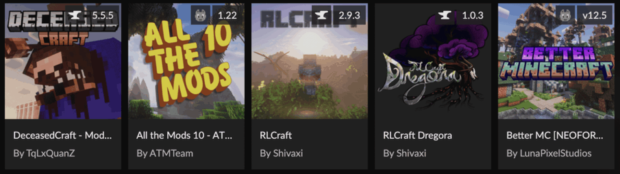 Please recommend me modpacks based on what I've played already