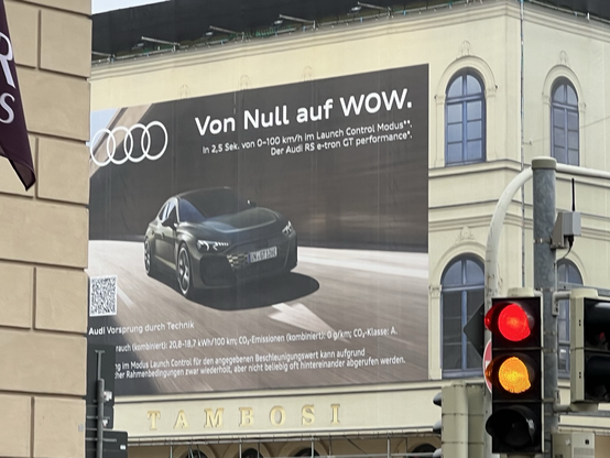 AUDI-Werbung für ein viel zu schnell beschleunigendes Auto