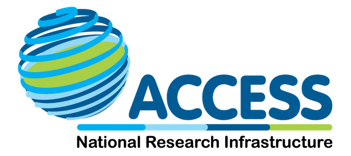 ACCESS National Research Infrastructure logo with stylised version of the world in swirls