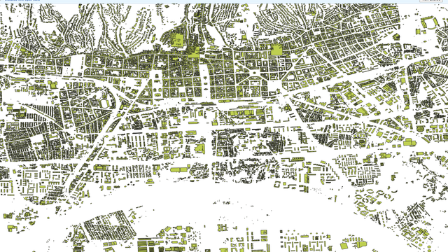Qgis showing Zagreb's building outlines