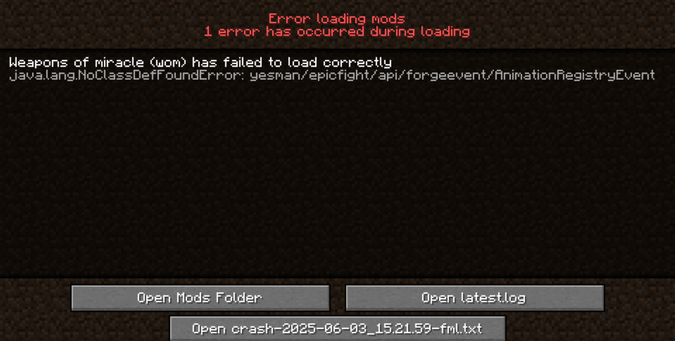 WoM has failed to load properly, how to fix?