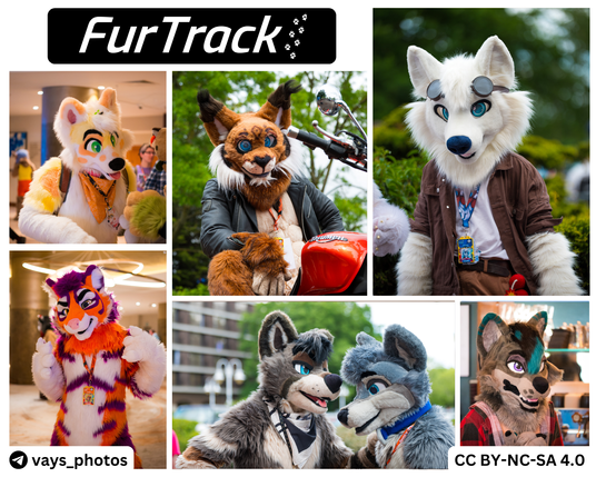 A collage of fursuit photos from Confuzzled 2025 that are up on FurTrack, but currently untagged as I don't know the fursuiter's name.
