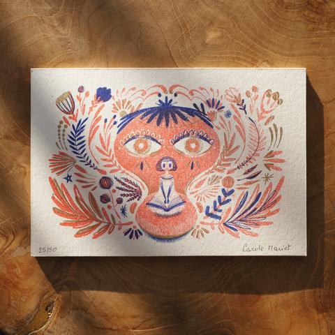 Carte risographie calavera
