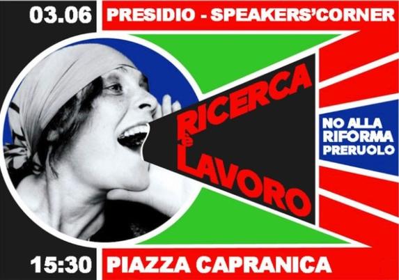 Ricerca è Lavoro - Presidio-Speakers' Corner